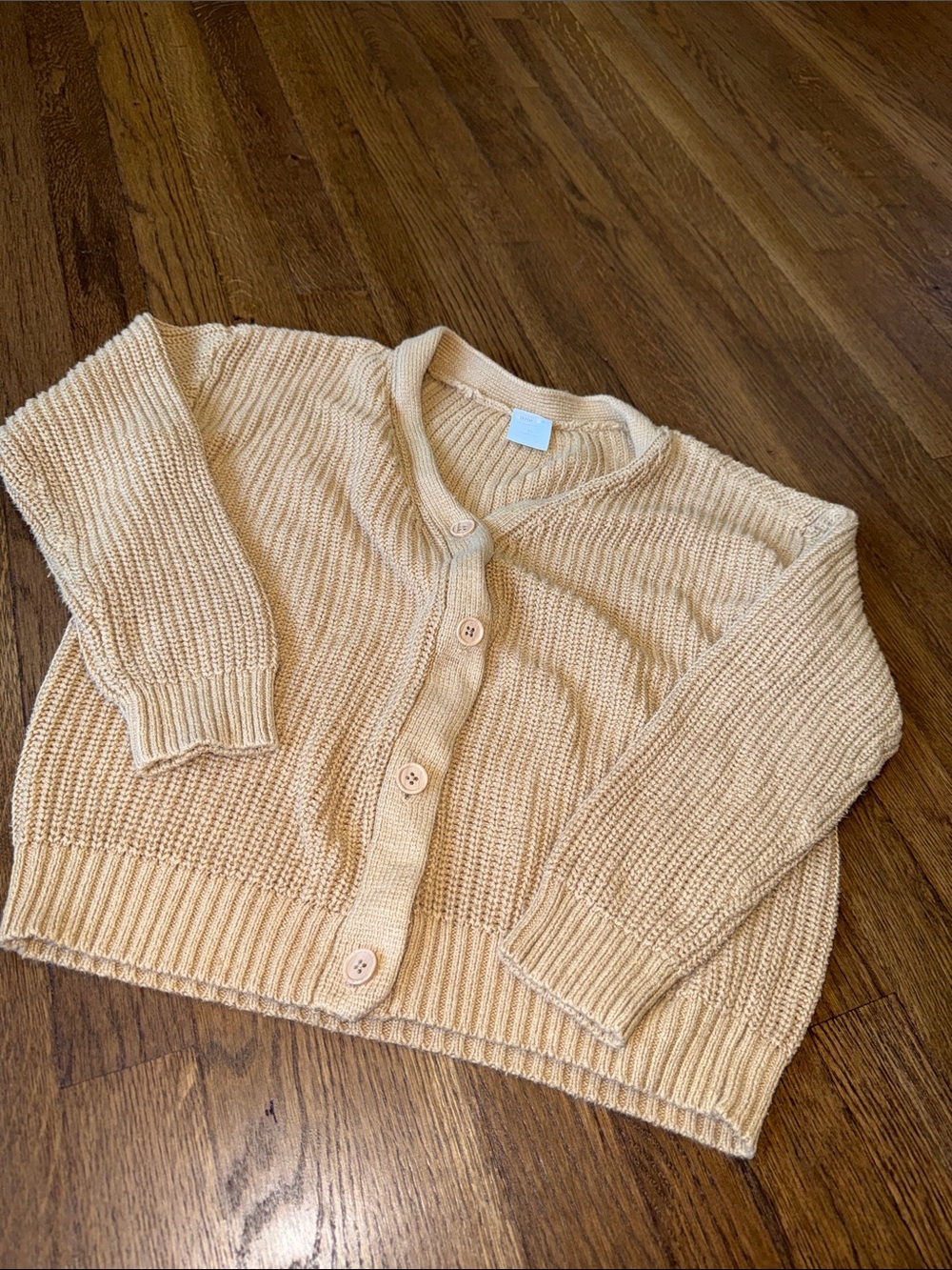 Kids Cream Knit Button-Front Cardigan Sweater